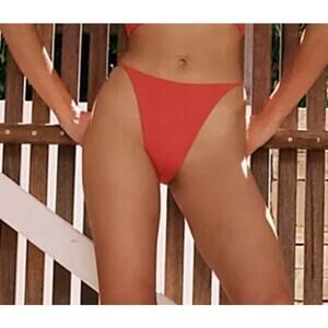 Toast Swim Soleil Cheeky Brazilian Bikini Bottoms in Rust Orange Red Size Medium